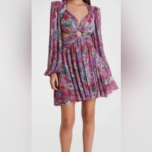 PatBo Printed Metallic/Lurex Cut-out dress